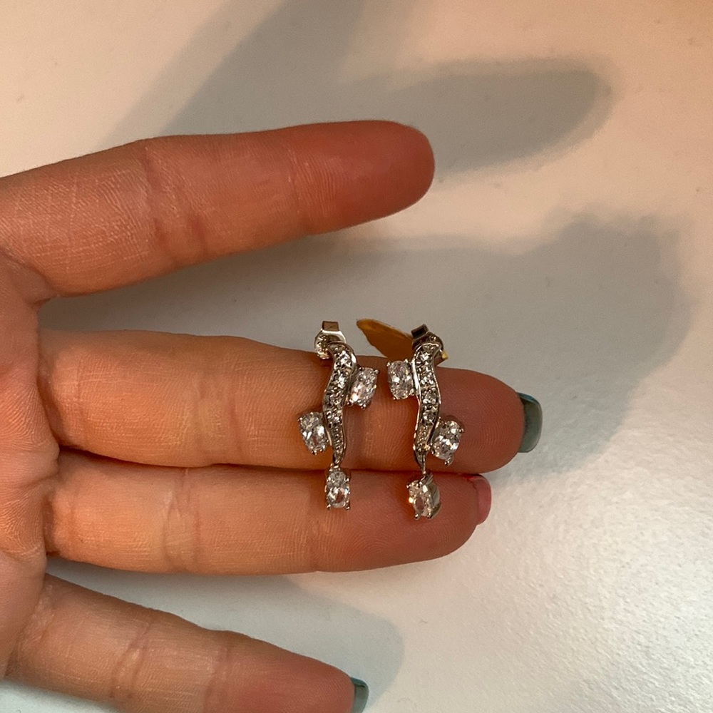 cz sterling silver dangle earrings